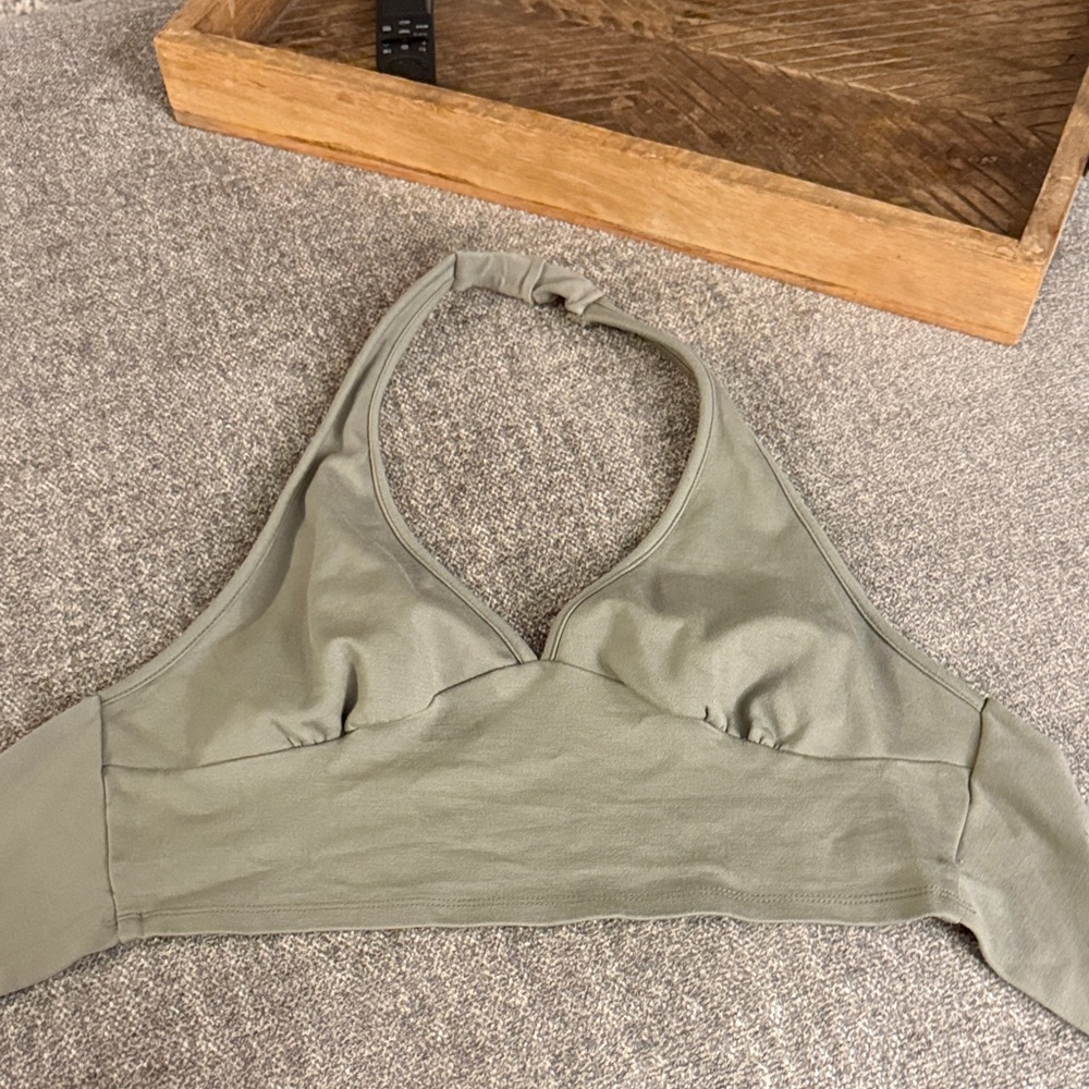 Stylish Olive Halter Crop Top